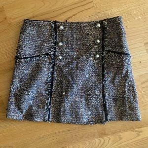 Veronica Beard Starck Tweed Skirt with Gold Buttons- Size 6